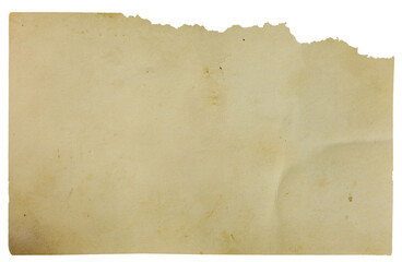 old, yellowed writing paper with mouse-chewed edges with transparent backgroung (png image)