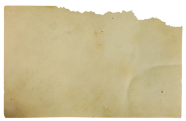 old, yellowed writing paper with mouse-chewed edges with transparent backgroung (png image)