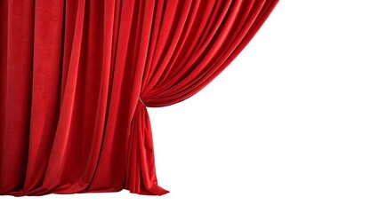 Red Curtain window isolated on white background

