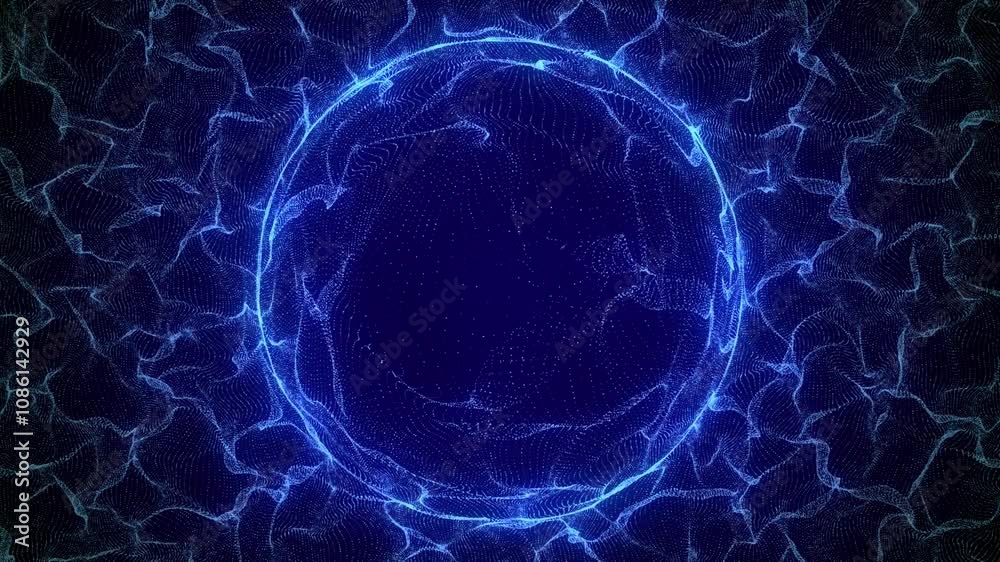 Aufkleber Abstract color sphere with connecting dots. Wireframe technology sphere of particles. Big data visualization. 3d rendering.