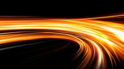 Twisting Yellow Light Trails on a Dark Road Create a Mesmerizing Dance of Motion and Energy