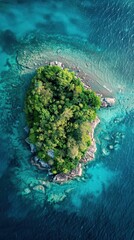 Exclusive Luxury Resort on Uninhabited Island: Aerial View of Pristine Beaches and Untouched Wilderness 