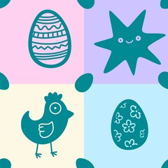 Easter chicken seamless birds pattern for wrapping paper and fabrics