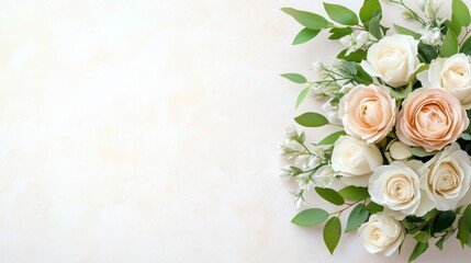 Elegant Biedermeier Wedding Bouquet Arranged With Dried Camellias and Muted Roses From a Top View