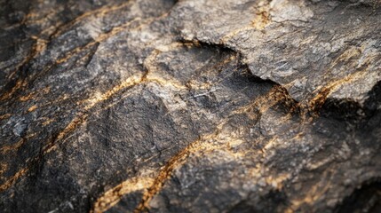 Fototapeta premium Close-up Texture of Rough Stone with Golden Veins