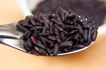 macro view  of black rice