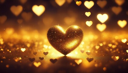 Obraz premium a single glittering heart amidst a blur of golden hearts