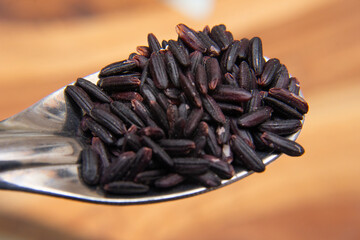 macro view  of black rice