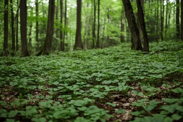 Obraz premium The Tranquil Undergrowth: A Glimpse into the Heart of the Forest