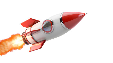 3D rocket in space Business startup and business growth, PNG
