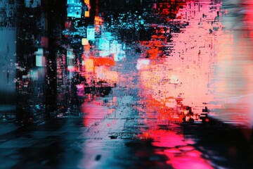 Digital Glitch Cityscape: A Psychedelic Fusion of Reality and Distortion