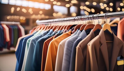 Obraz premium clothes on hangers in a store