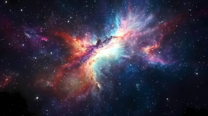Fototapeta premium A cosmic nebula with vibrant colors and scattered stars. Cosmic Nebula Dreams. Illustration