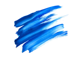 blue paint brush strokes in watercolor isolated against white background, PNG
