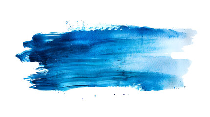 blue paint brush strokes in watercolor isolated against white background, PNG