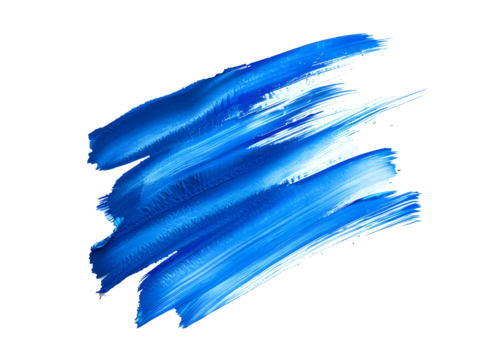 blue paint brush strokes in watercolor isolated against white background, PNG