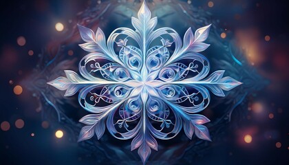 mesmerizing abstract snowflake in gentle spiral motion