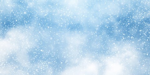 Fototapeta premium Fluffy snowflakes gracefully fall from a vibrant blue sky, filling the air with a sense of wonder and tranquility, perfect for winter lovers seeking a peaceful moment