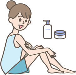 ボディケアをする女性