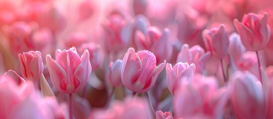 Blooming Pink Tulip Buds Background