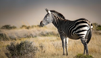 Naklejka premium zebra standing in profile