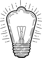 Vintage light bulb engraving style hand drawn vector