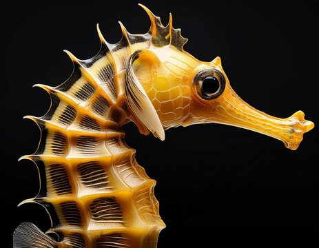 yellow seahorse with black - Powered by Adobe