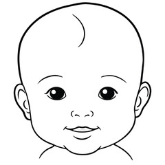 Cute baby face outline coloring page for kids