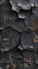 Cracked Black Surface with Golden Accents: A Textured Abstract