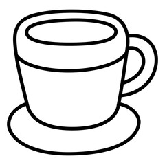 Cup of tea, coffee black line icon handdrawn style