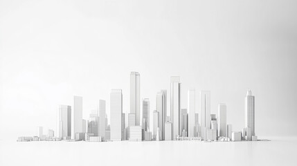 Fototapeta premium A minimalist, monochrome illustration depicting a city skyline