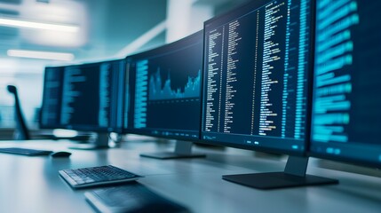 Fototapeta premium Computer Monitors Code Data Analysis