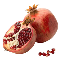 Pomegranate isolated on white background as transparent. PNG. AI GENERATED