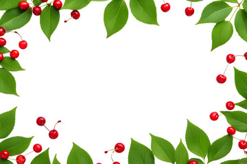 Cherry and leaf border transparent background