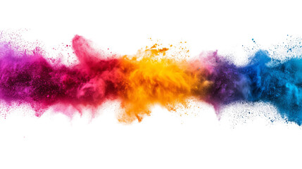 Fototapeta premium Explosion and smoke in rainbow colors transparent background