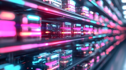 Fototapeta premium Abstract Neon Cubes Technology