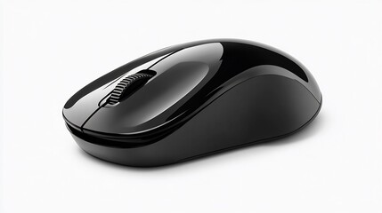 Black Wireless Computer Mouse with a Glossy Finish