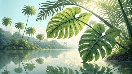 Fototapeta premium tropical island with palm trees