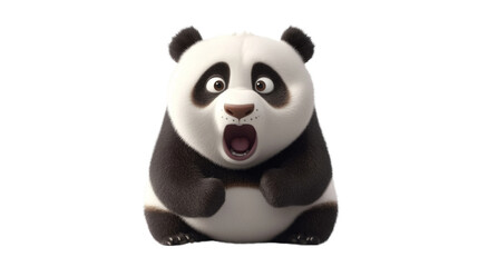 Naklejka premium Surprised panda transparent background
