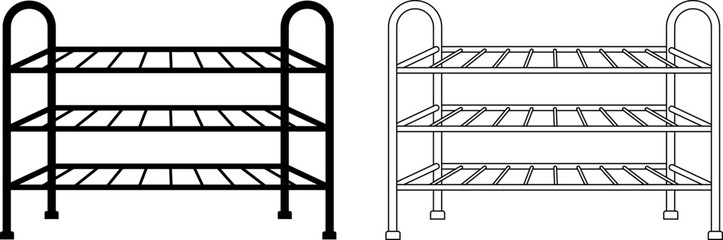 front view shoe rack icon set