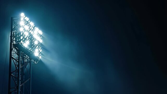 Large stadium lights against a black background.
