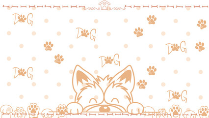 Cute dog and paw pattern