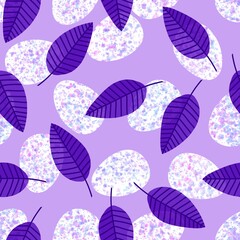 Easter seamless pattern with eggs and leaves for wallpaper and fabrics
