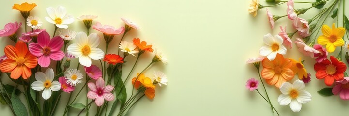 Vibrant spring flowers in full bloom on delicate paper background, soft, decor