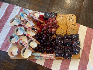 Charcuterie Board Desert Snack Tray with Fresh Fruit Holiday Fourth of July