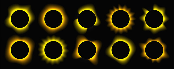 Set of yellow circle illuminate light frames © dniprodd