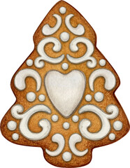Watercolor hand drawn gingerbread house