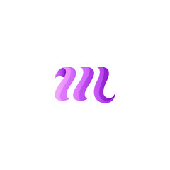 Naklejka premium Wave M initial logo with gradient purple color
