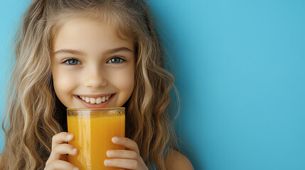 young girl with orange juice, AI generated