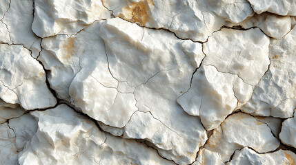 Fototapeta premium A textured salt-crusted rock surface, showing crystalline salt formations over rugged stone, in shades of white and light gray, evoking a harsh, desert or coastal environment